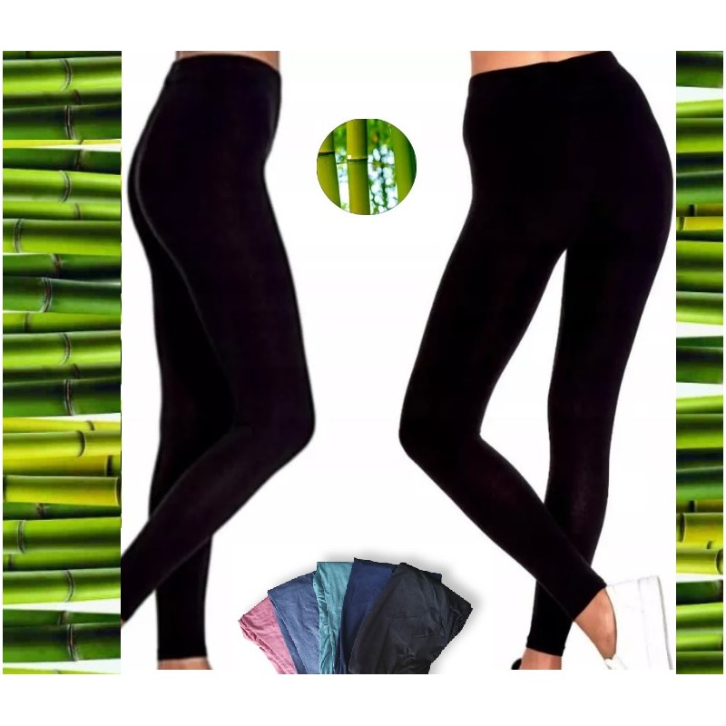 Legginsy damskie GŁADKIE bambus XL/XXL KOLORY