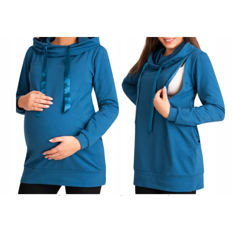 Bluza damska ciążowa do karmienia S/M NIEBIESKA