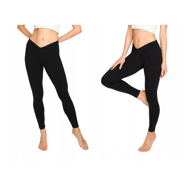 Legginsy DAMSKIE bawełna getry ciążowe XL CZARNE